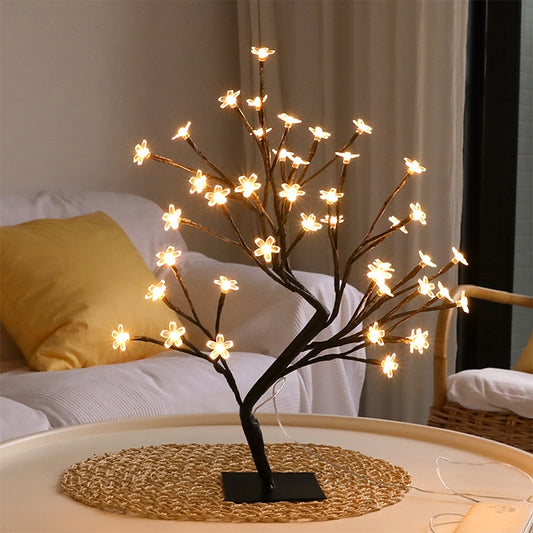 Cherry Tree Lamp Table Lamp Room Layout Decoration Creative Bedside Night Light Gift, 24 Lights Bauhinia Black Tree, 36 Lights Bauhinia Black Tree, 48 Lights Bauhinia Black Tree, 24 Lights Fiber Optic White Tree, 36 Lights Fiber Optic White Tree