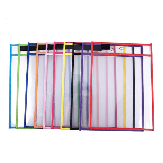 Erasable Hanging PVC A4 Transparent Sewing Red Document Dry Erase Bag, 21×30cm