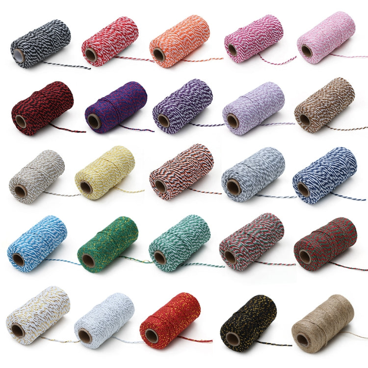 Two-color Cotton Thread Handmade DIY Drawstring Gift Box Packing Rope, 2mm Thick (100m / Roll)