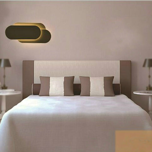 Creative Simple Bedroom Bedside Living Room Restaurant Hotel Study Hall Corridor Aisle Light LED Tower Stack Wall Lamp, Black circle 18W, White circle 18W, Black square 18W, White square 18W