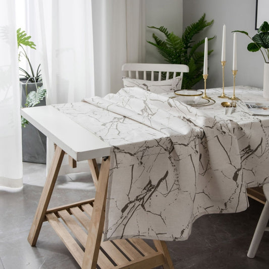 Marble Pattern Minimalist Tablecloth Cover Table Cloth Cotton Linen Dust-proof Cabinet Cloth, 60x60cm, 90x90cm, 100x140cm, 140x140cm, 140x160cm, 140x180cm, 140x200cm, 140x220cm, 140x250cm, 140x260cm, 140x300cm