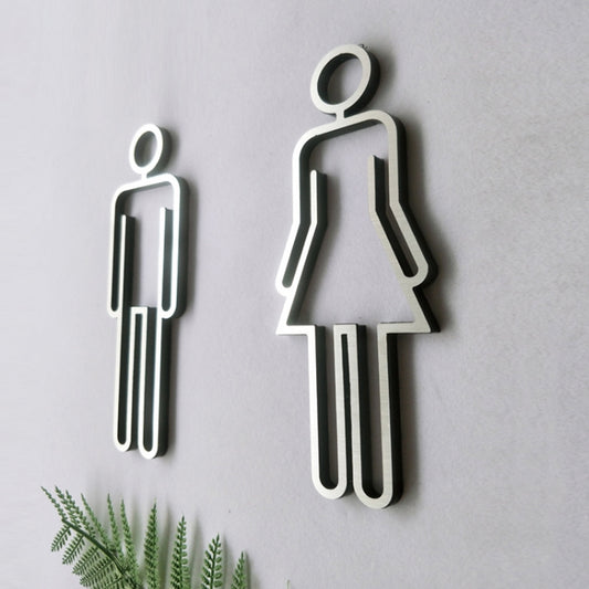 2 PCS Acrylic Toilet Symbol Adhesive Backed Bathroom Toilet Door Sign for Hotel, Toilet Sign(Black), Toilet Sign(Silver), Toilet Sign(Gold)