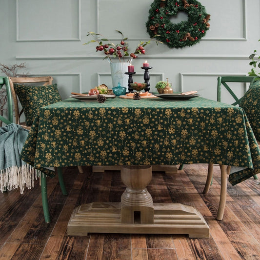 Linen Cotton Christmas Party Tablecloth Rectangle Bronzing Dinning Table Cover, 100x140cm, 140x140cm, 140x160cm, 140x180cm, 140x200cm, 140x220cm, 140x240cm, 140x260cm, 140x300cm, 90x90cm