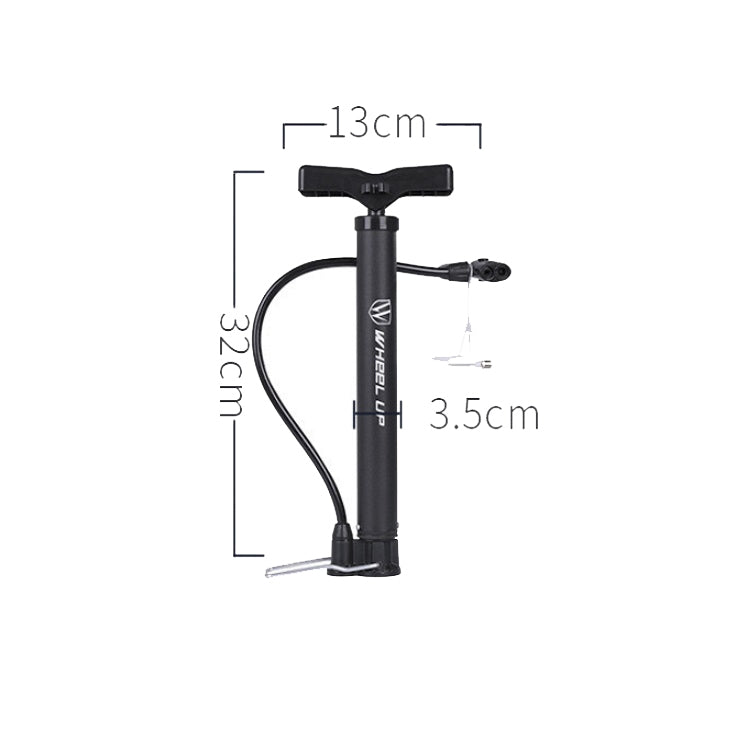 WHEEL UP mini portable bicycle hand pump dimensions, black hose and stand