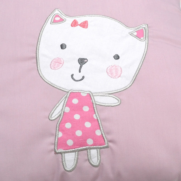 Embroidered bunny crib bumper panel with pink polka dot dress
