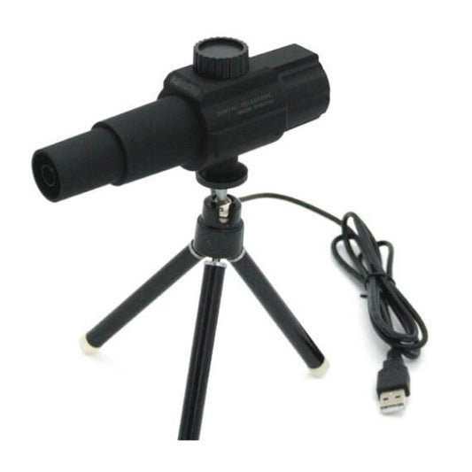 Black USB digital telescope microscope with lens and three-leg tripod stand