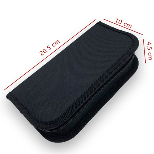 Black zip tool pouch, about 20.5 x 10 cm, 4.5 cm thick