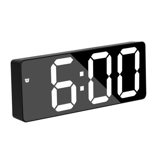 Battery Plug-In Dual-Purpose LED Clock Bedside Alarm Clock,, Rectangular Black Surface White Light