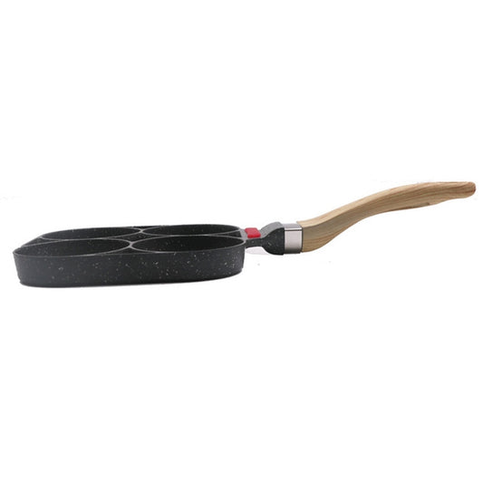 20cm Home-made Maifan Stone Four-hole Fried Egg Non-stick Flat-bottom Egg Dumpling Pot Breakfast Artifact, Flat-bottom Pot