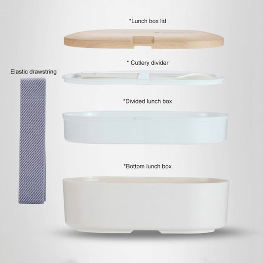 Oval Simple Lunch Box Wooden Sushi Sealed Leak-proof Lunch Box with Cutlery, Single-layer