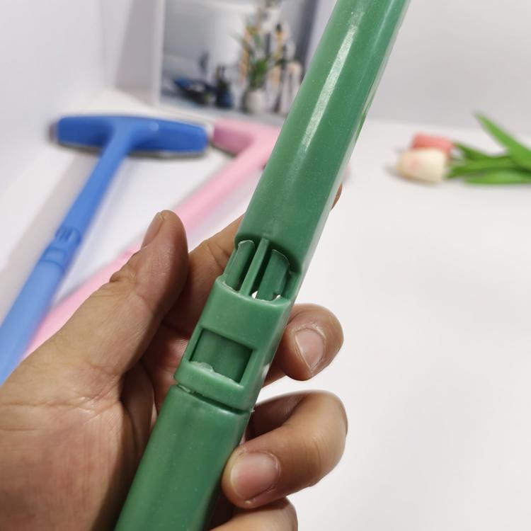 Green screen cleaning brush handle with locking connector for detachable head