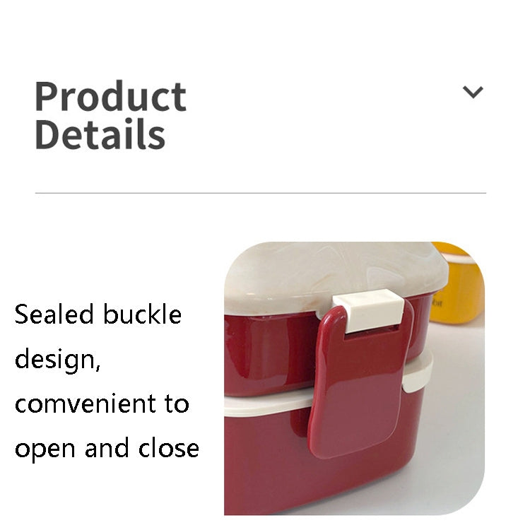 Red and white double-layer lunch box sealed buckle latch, convenient to open and close.