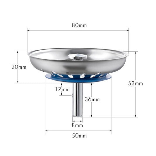 Stainless Steel 304 Washbasin Sink Filter Cover, Bright Filter Cover