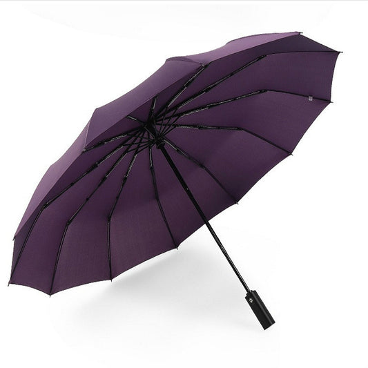 Extra Large Reinforced 12 Bone Automatic Double Folding Rain And Sunny Dual-use Umbrella Personality And Creativity