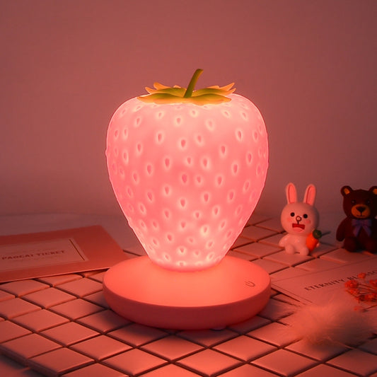 Creative Home LED Silicone Strawberry Night Light USB Rechargeable Bedside Decoration Atmosphere Light, Pink Strawberry, Red Strawberry, White Strawberry