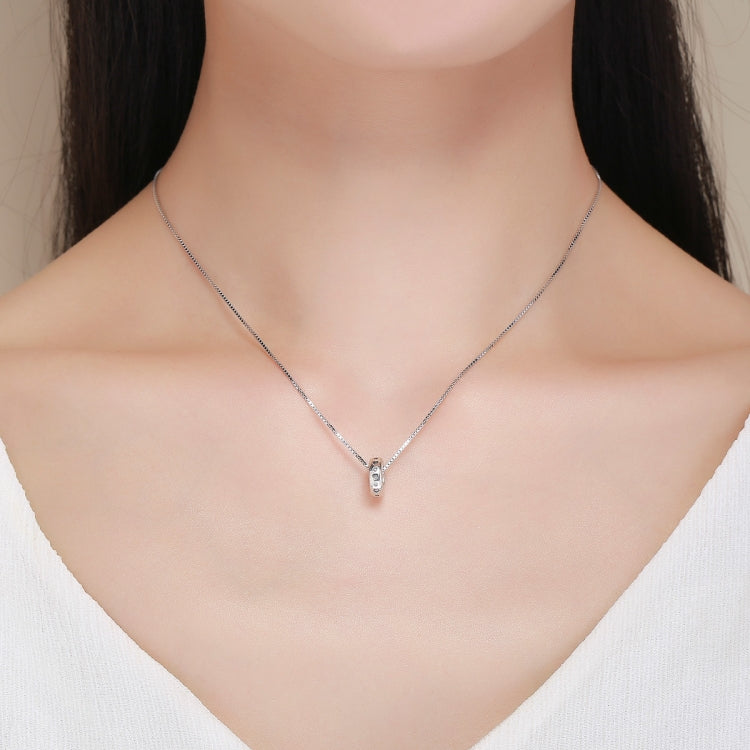 Sterling silver heart charm bead on fine chain necklace, heart inset at center