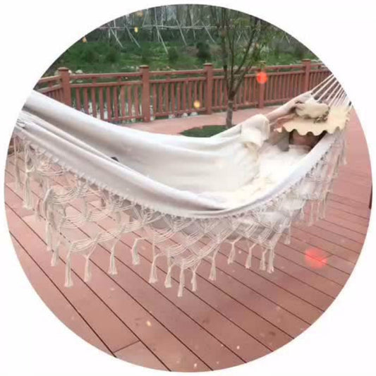 Tassel Hammock Double Canvas Hammock Outdoor Indoor Photography Props, 200x150cm White, 200x150cm Black, 240x150cm White
