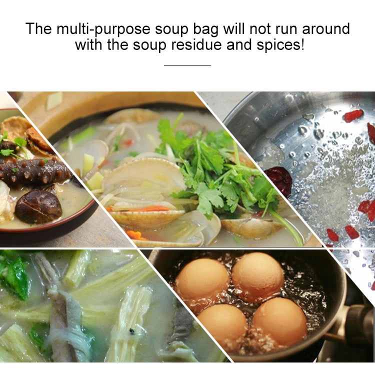 Soup drawstring bag used in broth dishes, helping contain ingredients and residue