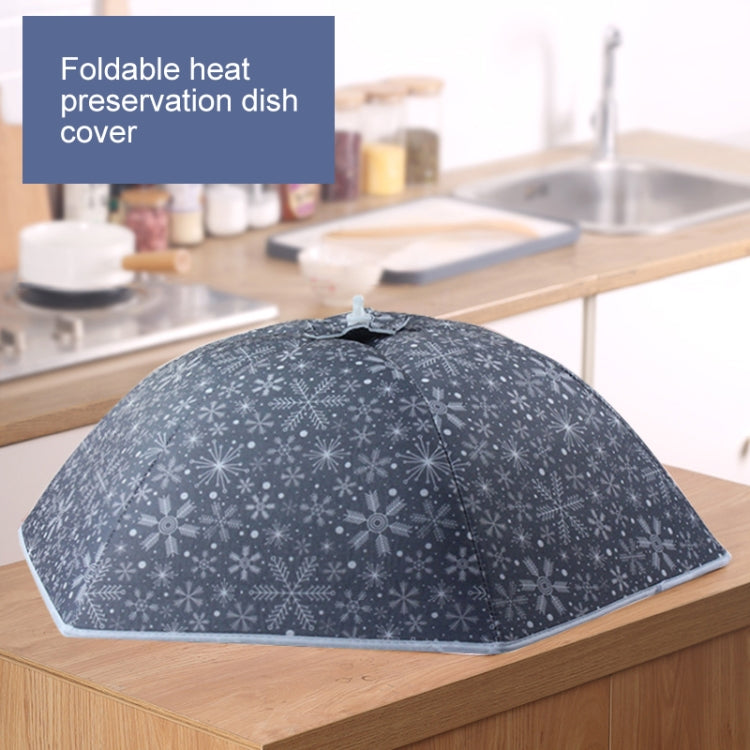 Snowflake-pattern dome dish cover in dark gray fabric with center top knob
