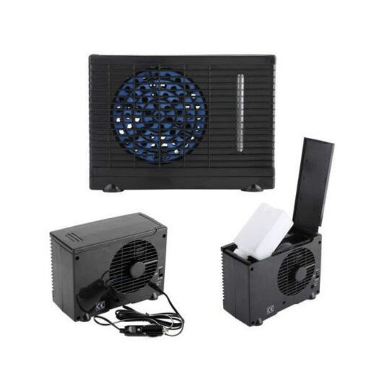 Black 12V air cooler fan with accessories kit and detachable base fan unit