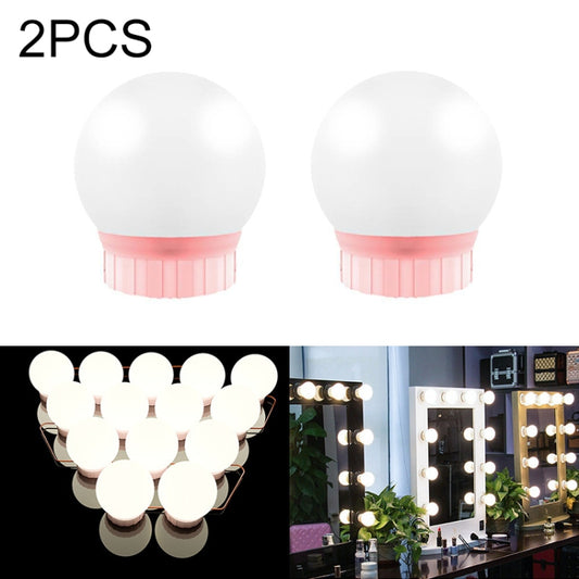 Dimmable makeup mirror LED light bulbs with two round lamp heads and pink base