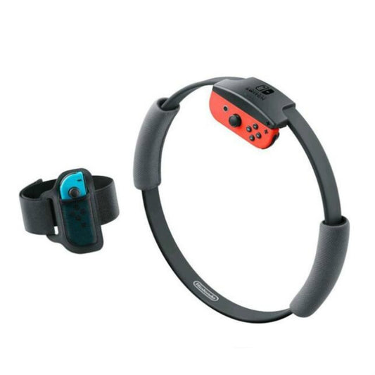 Gray fitness ring controller with orange detail and matching leg strap
