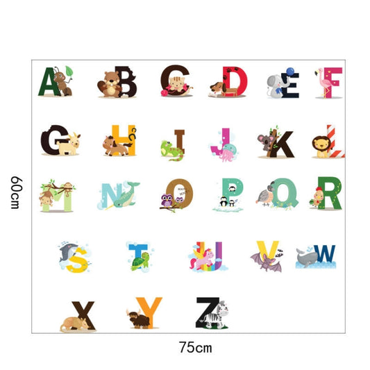 SY301 Cartoon Animal 26 English Letter Children Room Wall Stickers