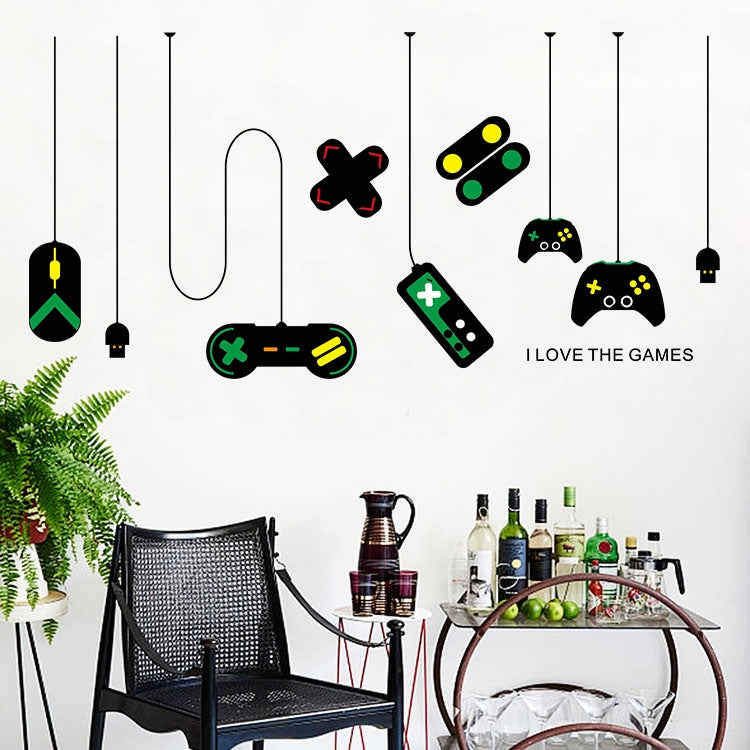 2 PCS Game Console Game Handle Chandelier Wall Stickers Internet Cafe Study Computer Desk Background Sticker