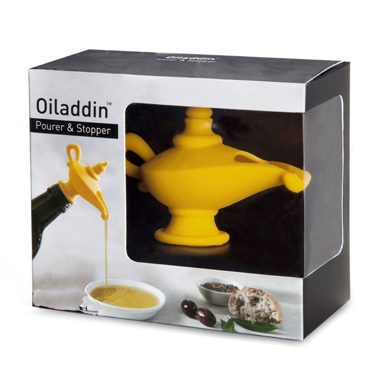 Oiladdin Pourer & Stopper retail box with yellow silicone wine pourer set