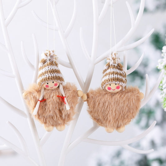 Creative Wooden Boy And Girl Cloak Set Doll Christmas Tree Pendant