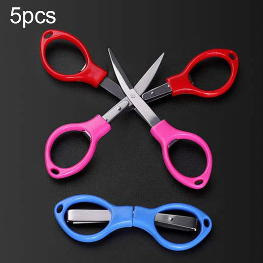 5 PCS Fishing Special Scissors Foldable Stainless Steel Fishing Tackle, Style:Plastic Handle, Color:Color Random Delivery, Plastic Handle Color Random Delivery, Metal Handle Color Random Delivery