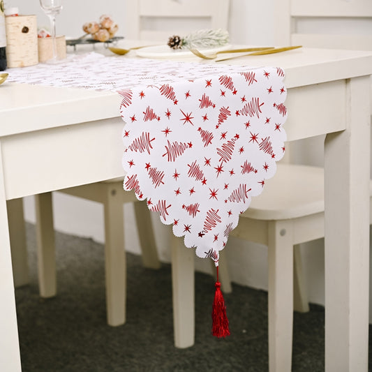 Christmas Table Decoration Bronzing Tablecloth Holiday Decoration Supplies, Golden Tree, Silver Tree, Red Tree, Red Star, Golden Star, Silver Star