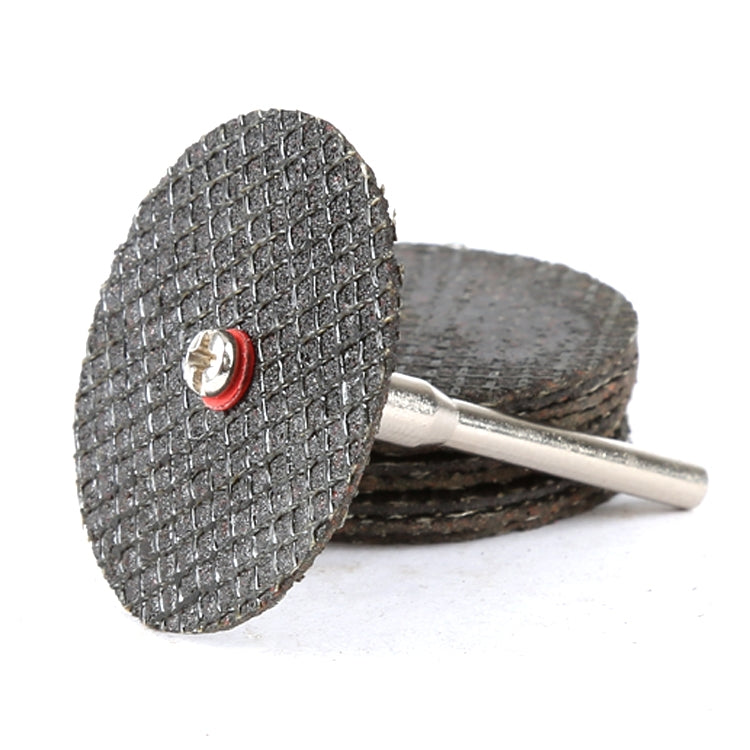 32mm abrasive cutting disc mounted on a rotary tool metal shank