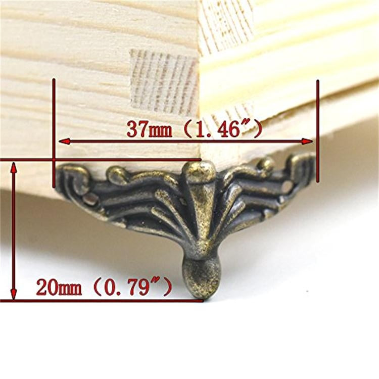 Antique bronze corner protector foot for jewelry box corner, 37mm x 20mm
