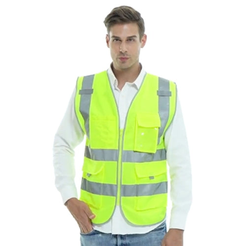 Multi-pockets Safety Vest Reflective Workwear Clothing, XXL-Chest 130cm, L-Chest 118cm, M-Chest 112cm, XL-Chest 124cm