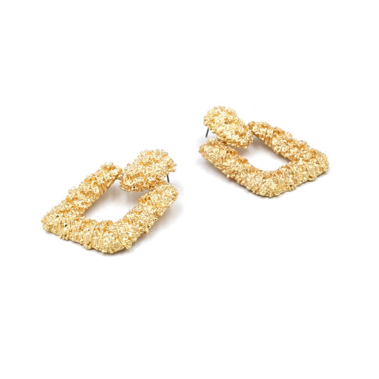 Vintage Earrings for Women Gold Color Geometric Statement Earring Texture Metal Drop Earing Hanging Fashion Jewelry