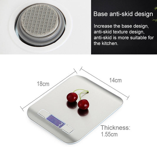 BOH-2012 Digital Multi-function Stainless Steel Food Kitchen Scale with LCD Display, Specification: 10kg/1g, 10kg/1g, Silver, 10kg/1g, Rose Gold