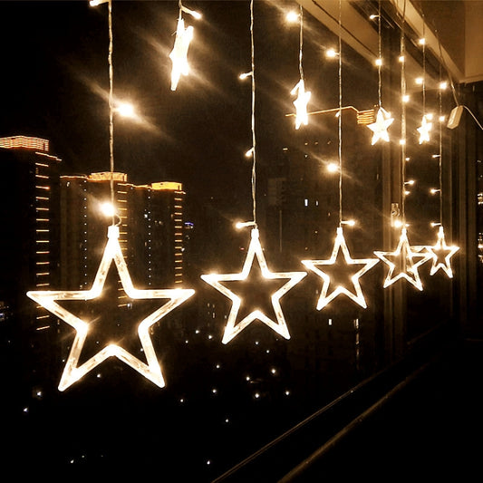 220V EU Plug LED Star Light Christmas lights Indoor/Outdoor Decorative Love Curtains Lamp For Holiday Wedding Party lighting