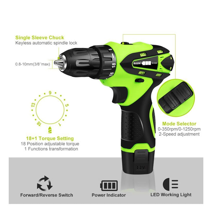 DZ033 12V Electric Screwdriver Lithium Battery Rechargeable Multi-function Cordless Electric Drill Power Tools, 12V Electric Screwdriver