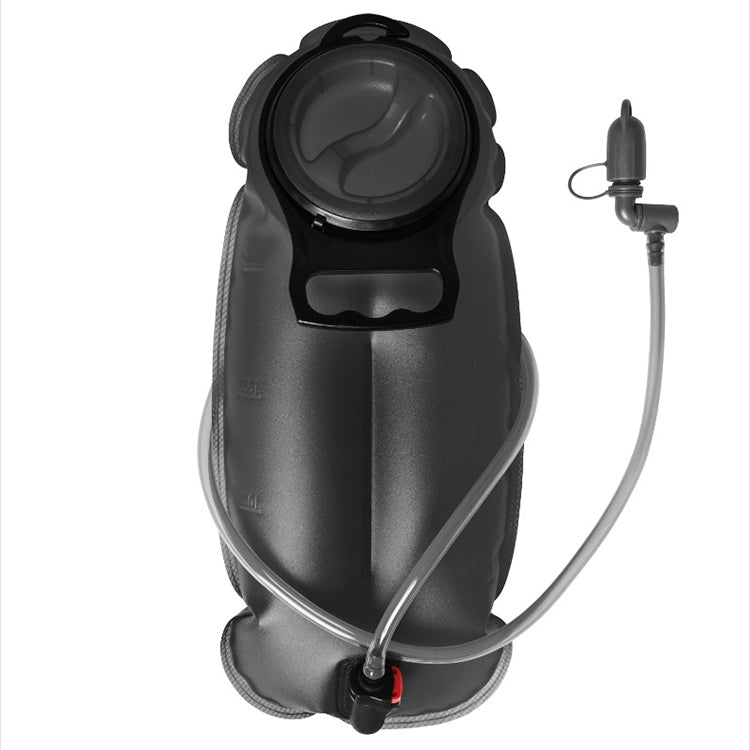 Black sports water bag for bikes with front pocket and drinking hose