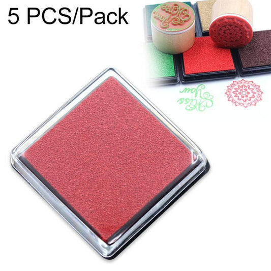 Red square ink pad with textured sponge, compact 4x4 cm in clear frame