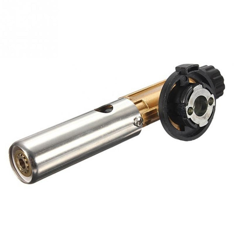 Butane electronic ignition flame gun with black burner cap and silver nozzle cylinder.