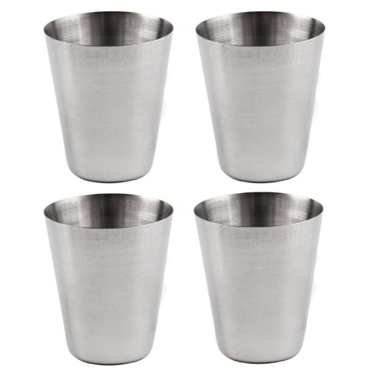 4 in 1 Outdoor Mini Stainless Steel Cup Hiking Camping Travel Portable Drinking Water Cup Set Leather Cup, 30ML