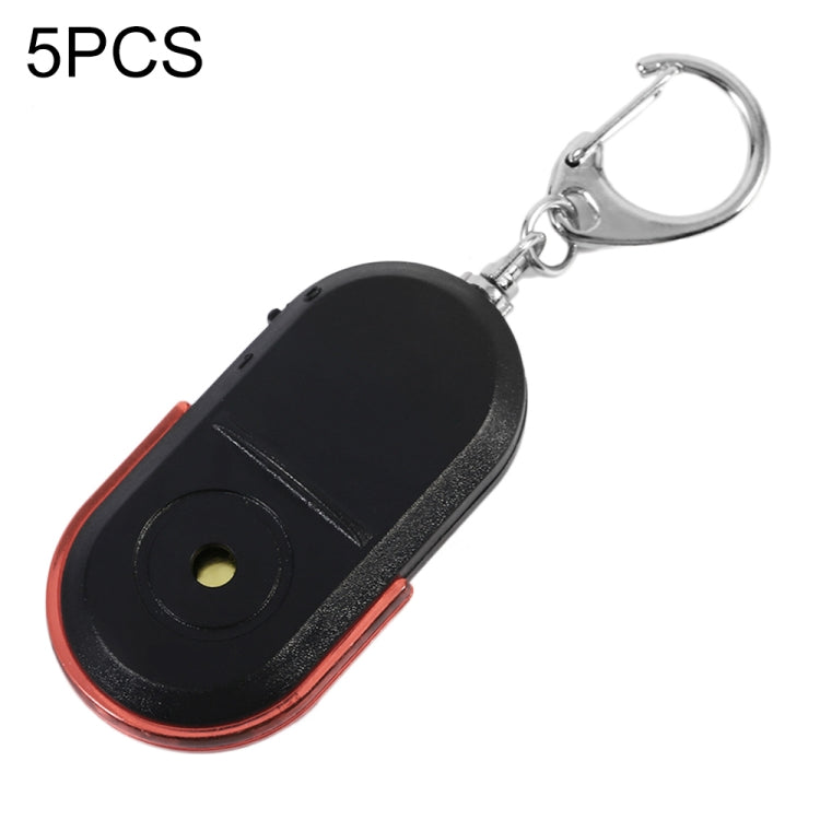 Wireless key finder alarm fob with metal key ring, black body and red side accents