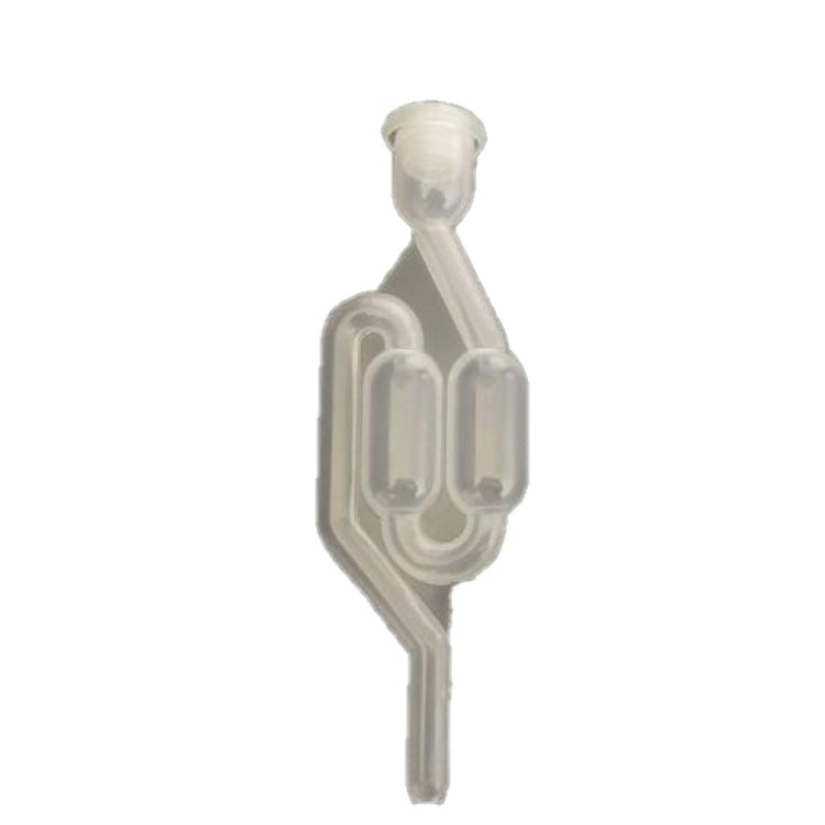 Plastic one-way check valve with top funnel and Y-shaped inlet tube, uncovered