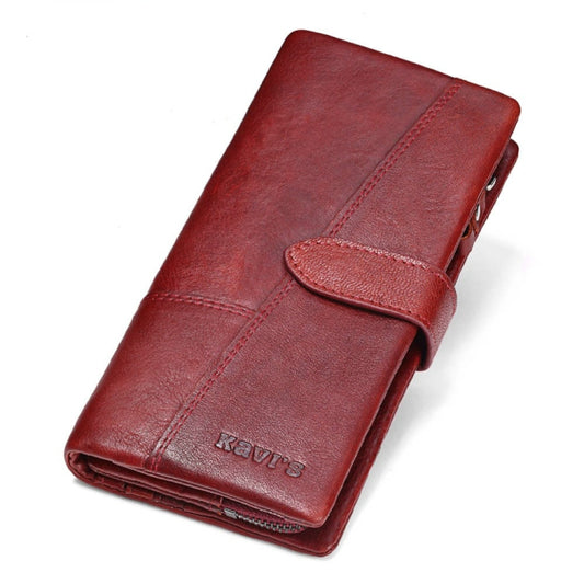 KAVIS Genuine Leather Women Wallet Long Clutch Zipper Coin Purse