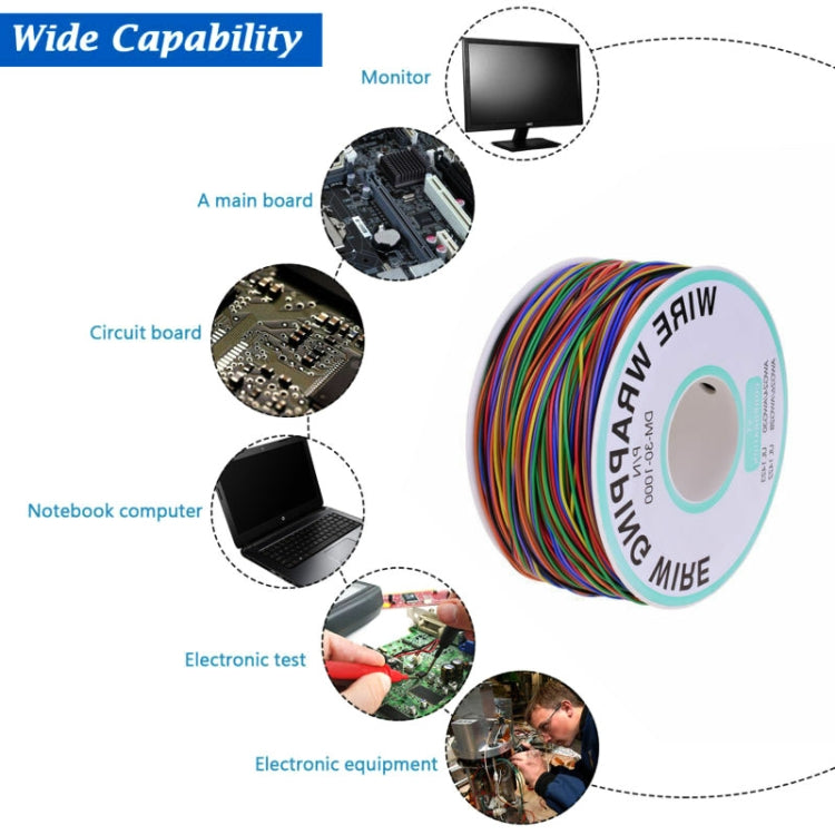 8 Colors 30AWG Wire Tinned Copper Solid PVC Insulation Wrapping Wire, 8 Colors 30AWG