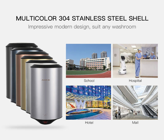 304 Stainless Steel Automatic SensorJet Hand Dryer High Speed Airflow for Home Hotel Airport Hands Drying Machine