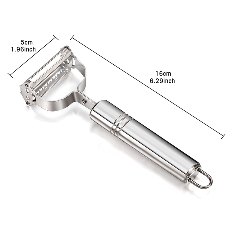 Stainless steel double-planing vegetable peeler grater with long metal handle