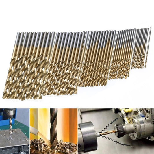 50 PCS/Set Titanium Coated Drill Bits High Speed Steel Drill Bit Set Power Drilling Tools, 50 PCS/Set Drill Bits